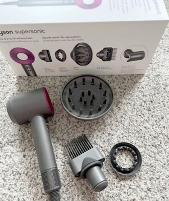 Dyson Supersonic Hair Dryer Gray/Pink w/ Diffuser & Attachments