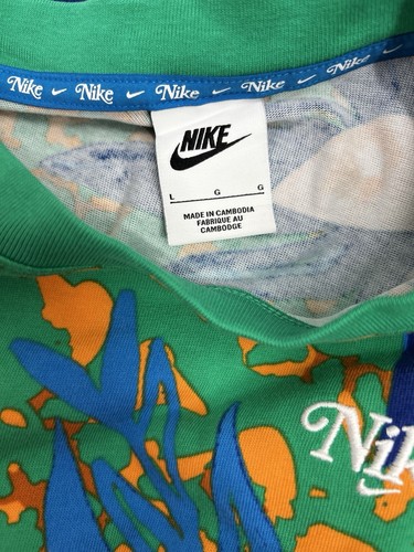 Nike Sportswear Dress Big Girls Large Green Floral Tropical Sleeveless - Picture 3 of 5