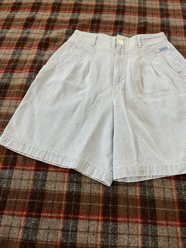 Pantalones Cortos Brittania Mamá Vintage Años 80 De Gran Tamaño tiro alto muslo ancho a rayas Foto 2 de 4