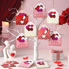 12 Pcs Valentine's Day Wooden Ornaments Hanging Tree Decorations Red Pink Envelo