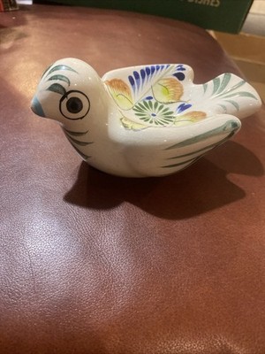 Vintage Mexican Tonala Pottery Bird/Dove Spoon Rest/Trinket Dish