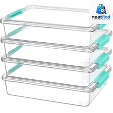4 Pack 6 Qt Plastic Storage Bins with Lids, Clear Sensory Bins  Stackable Co...