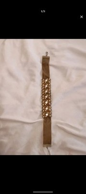 Vintage Style Bronze Velvet Choker with Rhinestone Filigree Accent