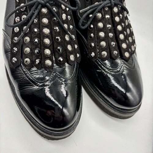 Paul Green Shoes Womens Sz 8 Black Studded Daymaker Wingtip Rockabilly Punk Goth - Picture 4 of 7