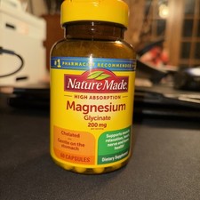 Nature Made Magnesium Glycinate 200mg per Serving 60 Capsules Dietary Supple...