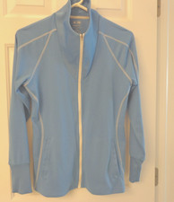 Adidas Women's Zipper Track Jacket Blue w/Pockets Size M Long Sleeves Cuffs