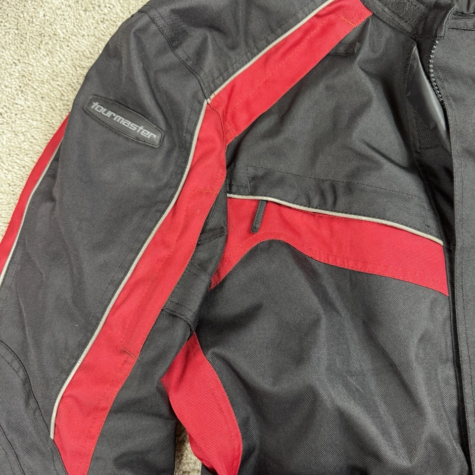 Tourmaster Saber Series 4 Motorcycle Biker Jacket With Liner Black & Red Sz L - Image 4 of 4