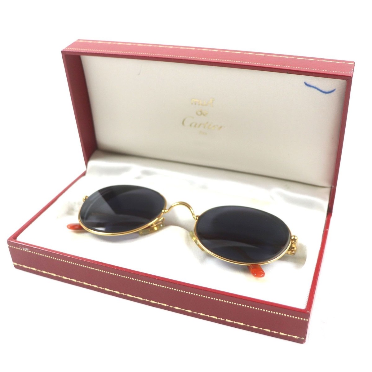 Rare Cartier Trinity Sunglasses Orange Marble Gold 52-21 135 Frame
