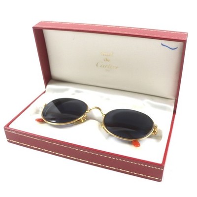 Cartier トリニティ Rare Cartier Trinity Sunglasses Orange Marble Gold 52-21 135 Frame