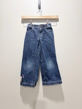 Gymboree Girls Vintage Y2K Toddler Blue Wide Leg Jeans Cat Embroidered 5T