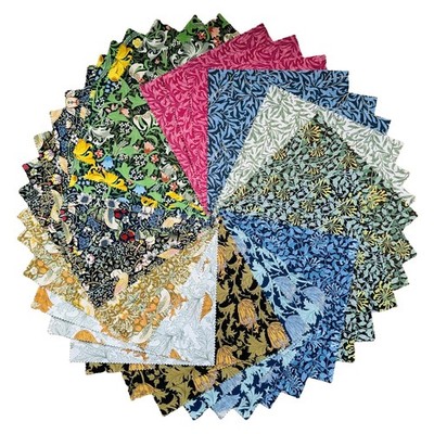 Vintage William Morris Floral Fabric Squares 10x10 for Quilting Retro Floral ...