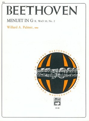 Beethoven Menuet G Major Piano Solo Alfred Masterwork 1986 Palmer K WoO 10 No 2