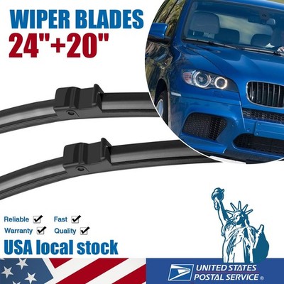 2Pcs Front Windshield Flat Wiper Blades Replace For BMW X5 X6 2006-2012 24''+20''