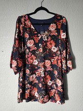 Lulus Dress Women’s Size Small Floral NWT 3/4 Slit Sleeve Above Knee A Shape