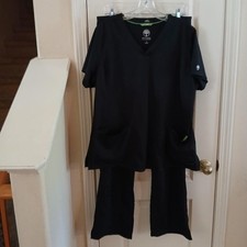 Healing Hand Navy Blue Medical Scrub Set Size L Monica Top  Tori Flare Bottoms