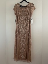 Pisarro Nights Taupe Beaded Maxi Gown
