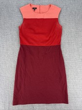 TALBOTS Petites 4P Red Pink Colorblock Sheath Dress Stretch Career EUC