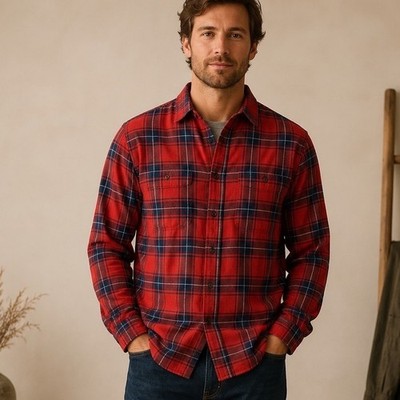 Lucky Brand Saturday Stretch Plaid Flannel Shirt Lumberjack Gorpcore Heritage L