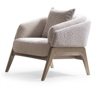Sessel Beige Textil Holz Modern Abstraktes Muster Gepolstert Komfort