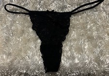 Victoria s Secret Thong Panty Black Semi-Sheer Lace String Size XL New W/O Tag