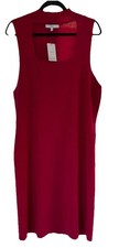 BNWT NEXT DARK PINK/RED SQUARE NECK STRETCH SLEEVELESS DRESS - SIZE XL (20)!!