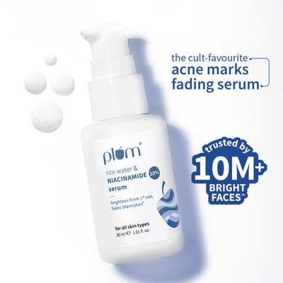 Plum 10% Niacinamide Brightening Face Serum, Rice Water &Ferment-Fades Blemishes