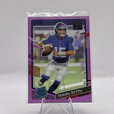 2023 Panini Clearly Donruss Rated Rookie Purple Tommy DeVito /199 RC - Giants