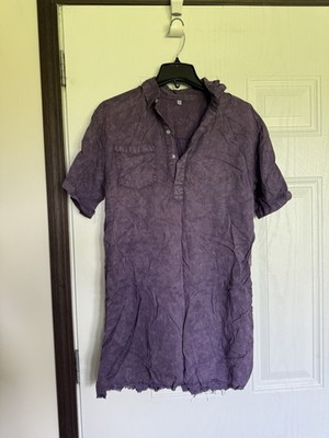 Purple acid stone wash oversized tunic shirt dress - M