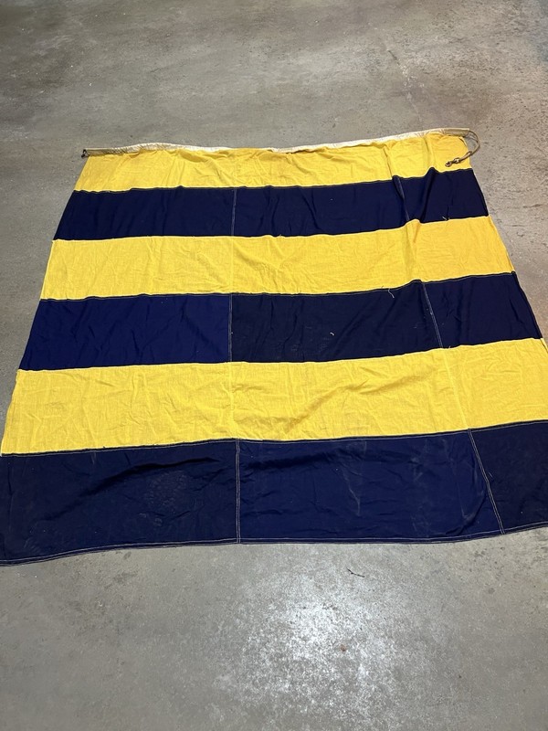 Vintage US Navy Signal Flag, Large Letter G - Golf, 82” X 77” Cotton, Brass Clip