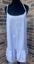 Urban Outfitters Women’s Soft Lilac Embroidered Slip Dress with Ruffle Hem Sz M