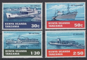 Kenya, Uganda, Tanzania 1969. Water Transport. Scott # 193-196. MNH, VF