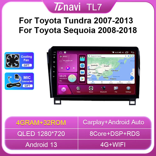 For Toyota Tundra XK50 For Toyota Sequoia XK60 Car Radio Auto CarPlay GPS Screen - Picture 10 of 32