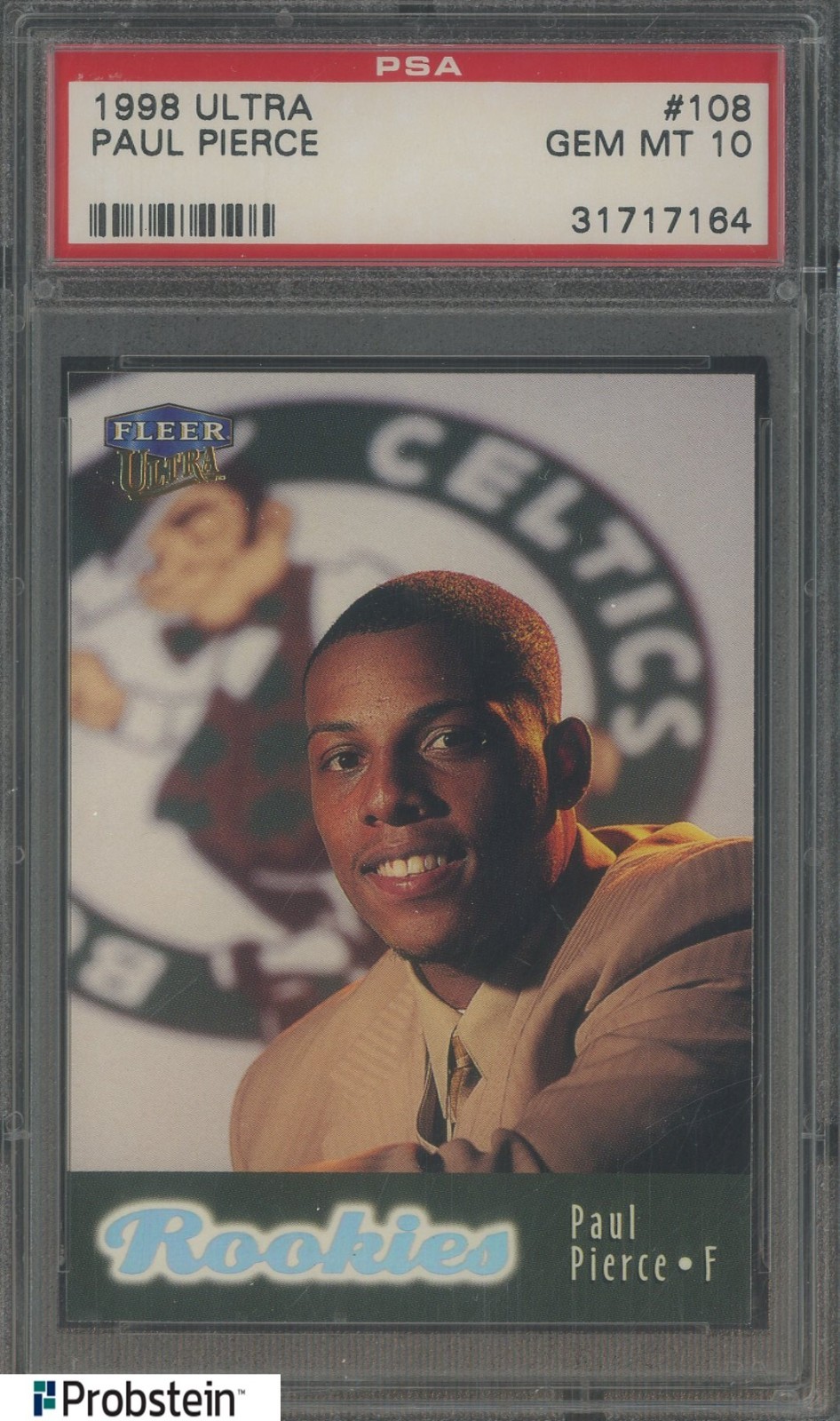 1998 Fleer Ultra #108 Paul Pierce Boston Celtics RC Rookie HOF PSA 10 GEM MINT