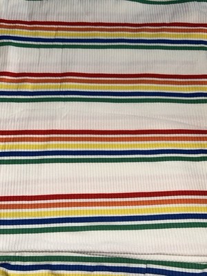 1 1/3 Yard Rainbow Stripe Rib Knit Fabric Retro