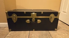 Vintage Seward Wooden Trunk Chest 30” Storage Footlocker w/ Brass Trim