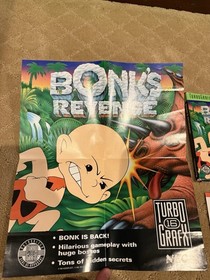Bonk's Revenge (TurboGrafx-16, 1991) CIB Manual Poster Original Styrofoam READ!