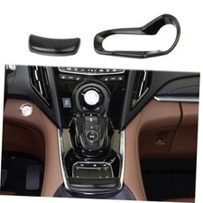 Carbon Fiber Style Center Console Gear Shift Button Panel Cover Trim