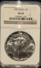 1987 $1 American Silver Eagle Dollar NGC MS69