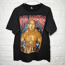 Vintage 90s Goldberg WCW WWF T Shirt Adult Medium Rap Tee Double Sided Wrestling