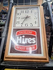Vintage Hires Root Beer Wall Clock Advertising Sign Battery Operated Works!!