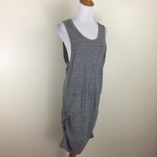 MONROW Womens sz Small Heather Gray Ruching Fitted Hem Sleeveless Midi Dress