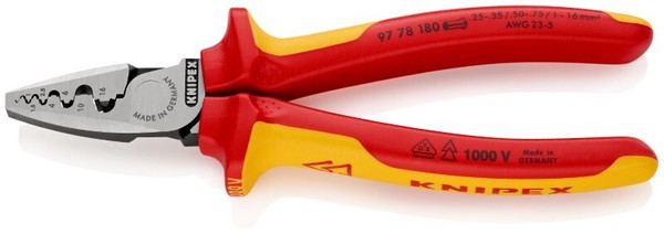 Knipex 97 78 180 Crimpzange FüR AderendhüLsen Isoliert Mit Mehrkomponenten-HüLle-image