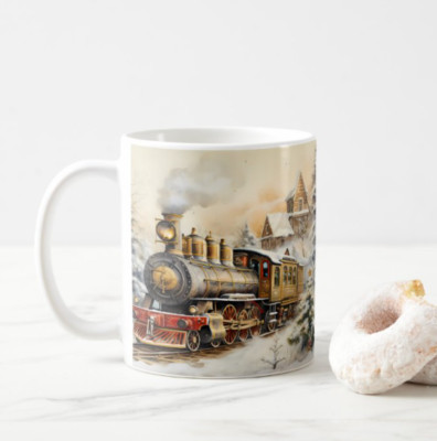 NEW Train Ceramic Mug Coffee Cup 11oz Christmas Winter 3-D Inexpensive CHEAP