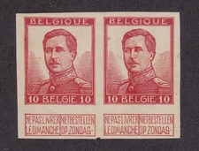 KAPPYSSTAMPS ID3749 BELGIUM 103 IMPER PAIR   WITH GUM  .. A PROOF ?