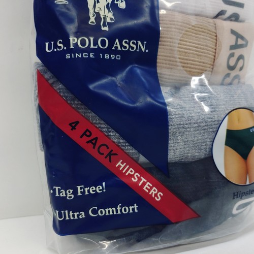 U.S. Polo Assn. 4 Pack Ribbed Seamless Hipsters Size L White Tan Gray Black - Picture 3 of 9