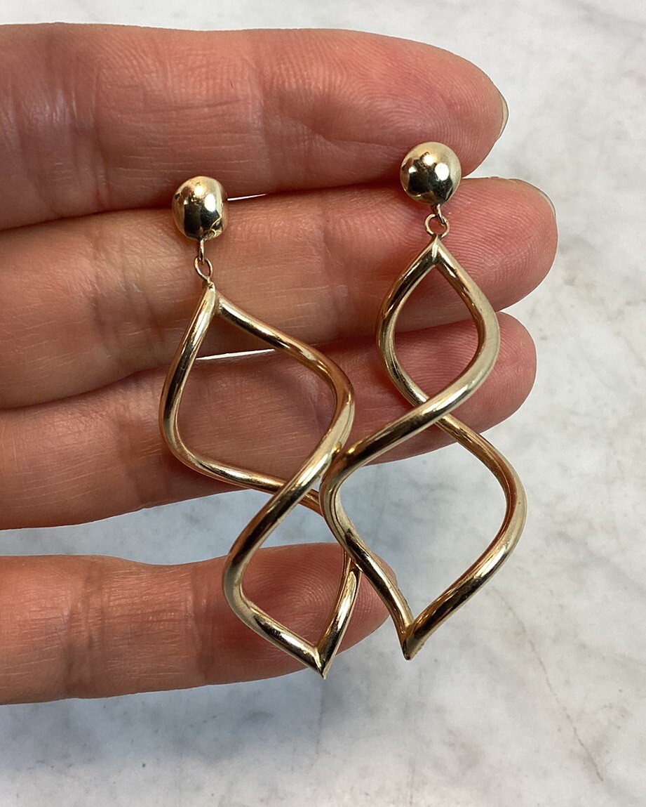 Vintage 14K Yellow Gold Twist Swirl Earrings 2.45 Grams | eBay