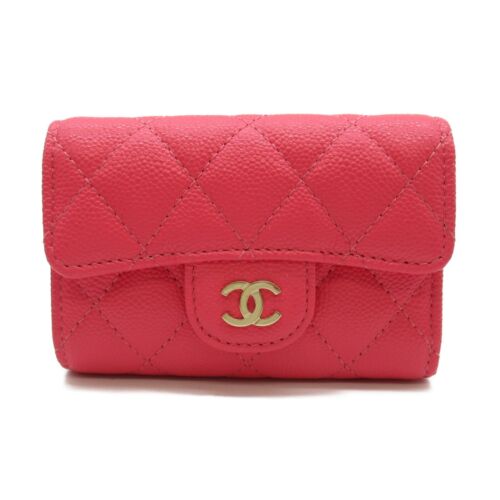 Chanel 4 Schlüsselhalter Etui Geldbörse Kaviar Skin rosa gebraucht GHW - Bild 1 von 11