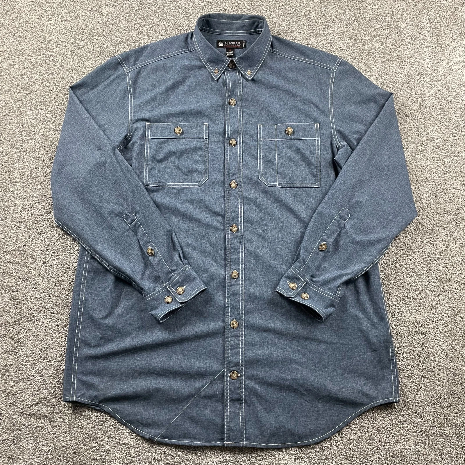 Alaskan Hardgear Shirt Men Large Tall Blue Performance Fishing Hiking Outdoors