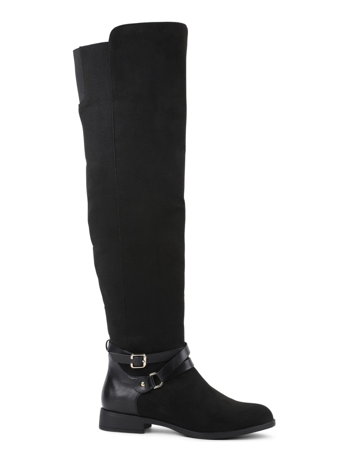 XOXO Womens Black Buckle Accent Stretch Dress Boots 6