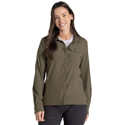 Craghoppers NosiLife Pro V Damen-Wanderbluse Funktionshemd Outdoor-Shirt Grün